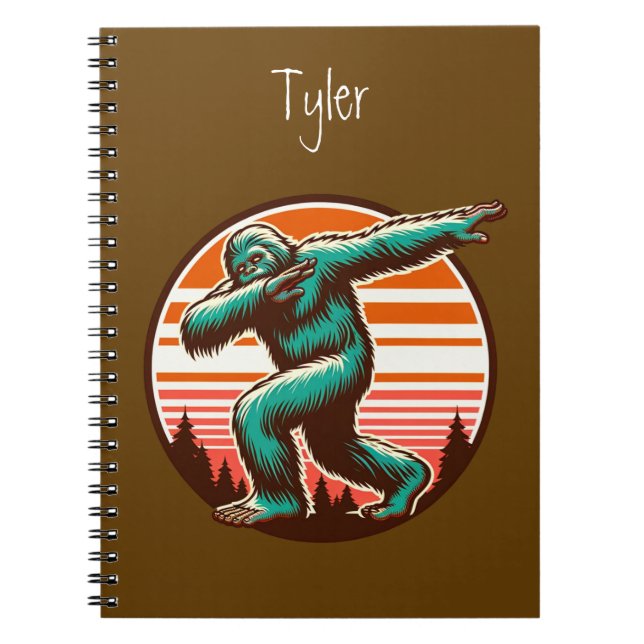Funny Sasquatch Bigfoot Dabbing Personalized Notebook (Front)