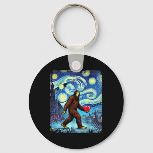 Funny Sasquatch Bigfoot Heart Valentines Day Boys Keychain