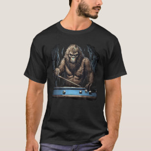 Funny Sasquatch Bigfoot Playing Billiards T Shirt