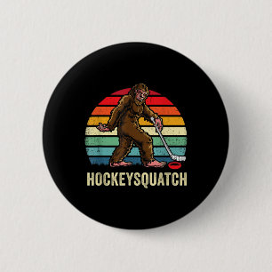 Funny Sasquatch Lover Ice Hockey Team Player Gift Button
