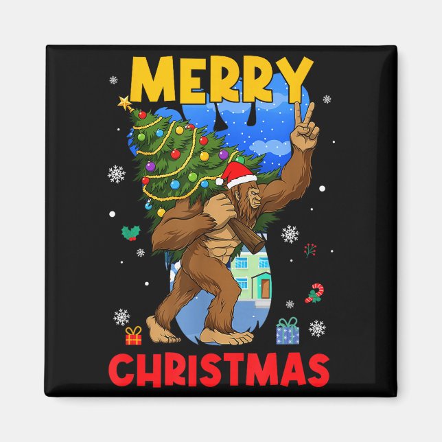 Funny Sasquatch Santa Bigfoot Christmas Tree Xmas  Magnet (Front)