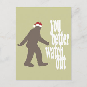 Funny Sasquatch Santa Christmas Holiday Postcard
