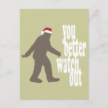 Funny Sasquatch Santa Christmas Holiday Postcard by SnappyDressers at Zazzle