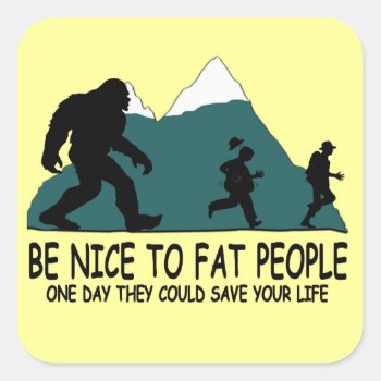 Funny Sasquatch Square Sticker by Cardsharkkid at Zazzle