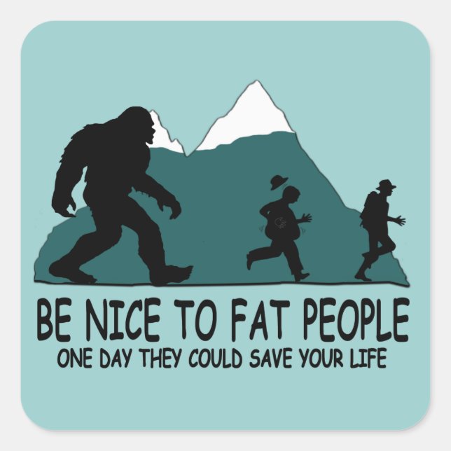 Funny Sasquatch Square Sticker (Front)