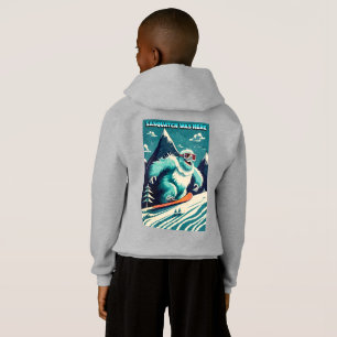Funny Sasquatch Was Here Snowboarding Winter Hoodie