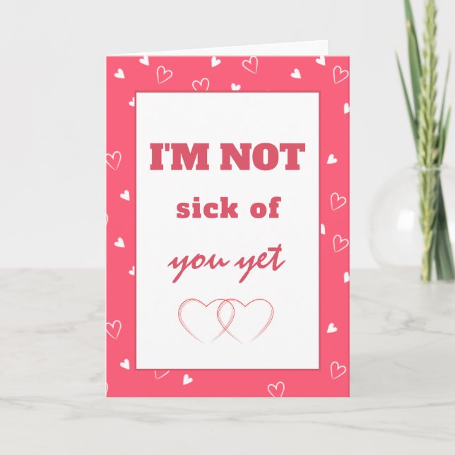Funny Sassy Anti-Valentines Day Theme Pink Hearts Card (Front)