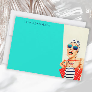 Funny Sassy Beach Lady Retro Vibe Note Card