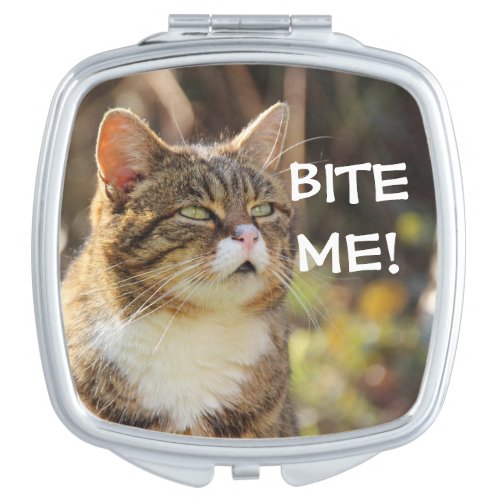 Funny Sassy Cat with Attitude Bite Me  Compact Mirror