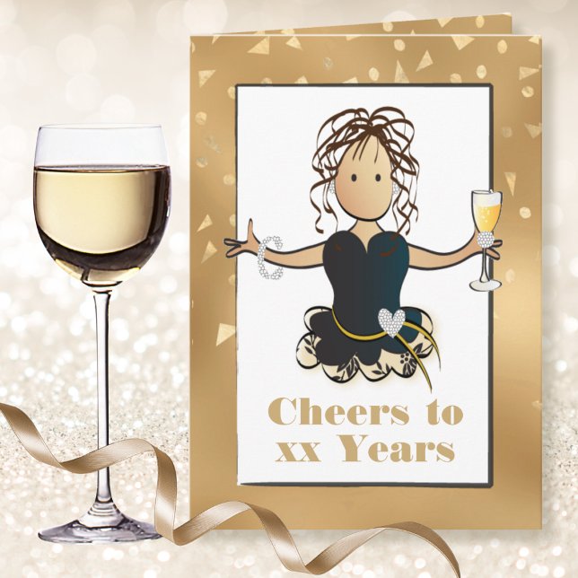 Funny Sassy Classy Gold Glitter Cartoon Birthday  Card (Creator Uploaded)