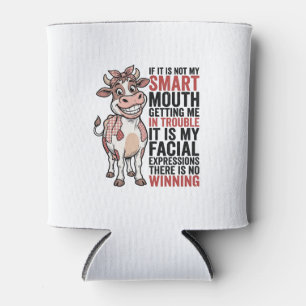 Funny Sassy Cow Smart Mouth Vintage Graphic_1 Can Cooler