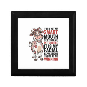 Funny Sassy Cow Smart Mouth Vintage Graphic_1 Gift Box