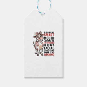 Funny Sassy Cow Smart Mouth Vintage Graphic_1 Gift Tags