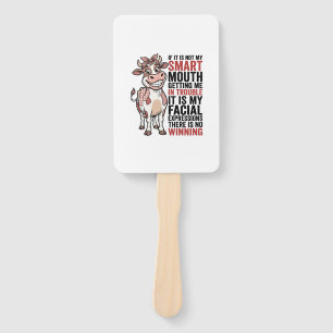 Funny Sassy Cow Smart Mouth Vintage Graphic_1 Hand Fan