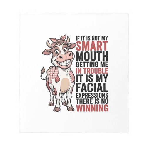 Funny Sassy Cow Smart Mouth Vintage Graphic_1 Notepad