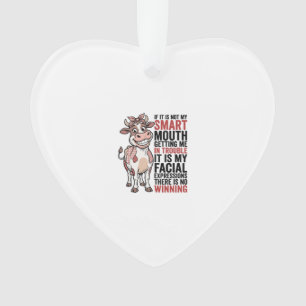 Funny Sassy Cow Smart Mouth Vintage Graphic_1 Ornament