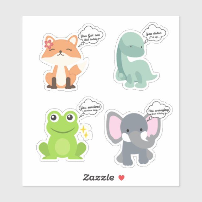 Funny Sassy Cute Animal Quotes  Sticker (Sheet)