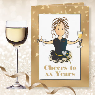 Funny Sassy Female Cartoon White wine Birthday Card