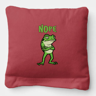 Funny Sassy Frog Nope, Grumpy Toads Cartoon Illus Cornhole Bags