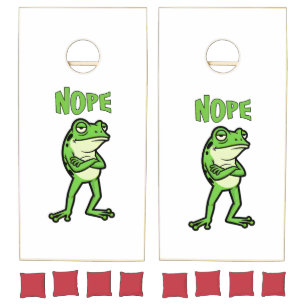 Funny Sassy Frog Nope, Grumpy Toads Cartoon Illus Cornhole Set