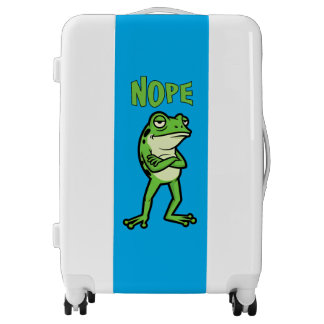 Funny Sassy Frog Nope, Grumpy Toads Cartoon Illus Luggage