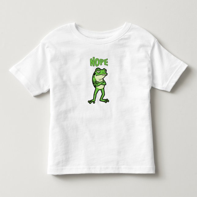 Funny Sassy Frog Nope, Grumpy Toads Cartoon Illus Toddler T-shirt (Front)