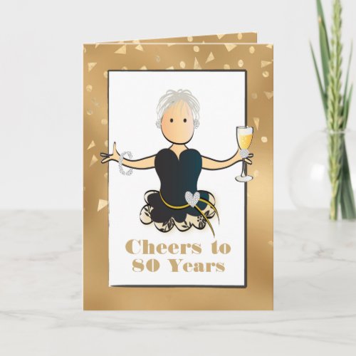 Funny Sassy Glitter 80th Birthday Card for Her