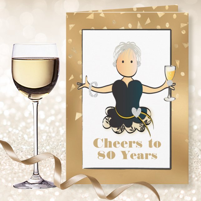 Funny Sassy Glitter 80th Birthday Card for Her (Creator Uploaded)
