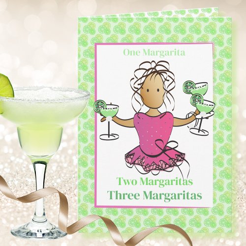 Funny Sassy Margarita Female Cartoon Birthday   Card