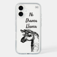 Funny Sassy No Drama Llama Drawing Black and White