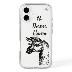 Funny Sassy No Drama Llama Drawing Black and White iPhone 16 Case