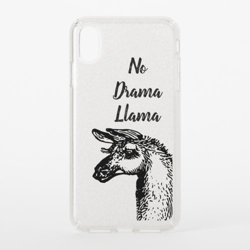 Funny Sassy No Drama Llama Drawing Black and White Speck iPhone XS Max Case