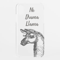 Funny Sassy No Drama Llama Drawing Black and White iPhone XR Case