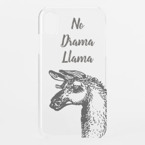 Funny Sassy No Drama Llama Drawing Black and White iPhone XR Case