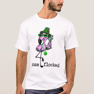 Funny Sassy Sham Flocked St Patrick's Day Flamingo T-Shirt