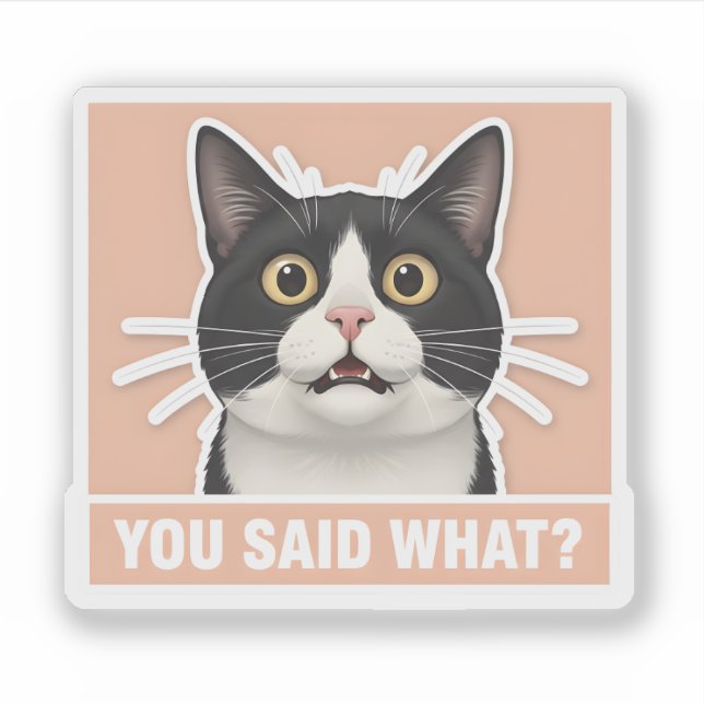 Funny Sassy Tuxedo Cat - Sarcastic Meme Cat Decor  Sticker (Front)