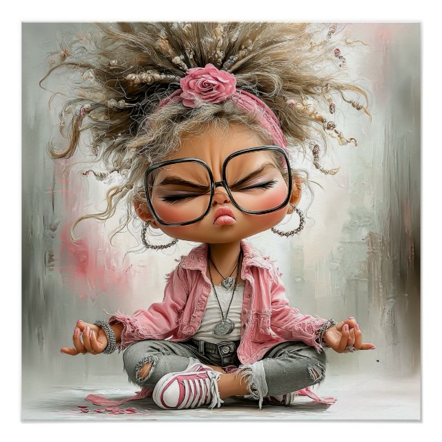 Funny Sassy Yoga Art Poster (Front)