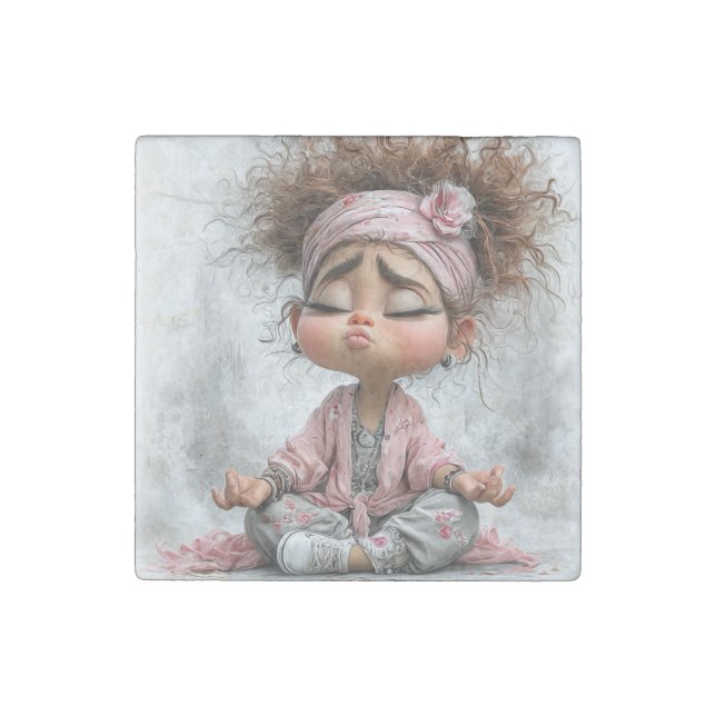 Funny Sassy Yoga Art Stone Magnet (Front)