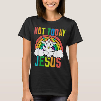 Funny Satanic Unicorn Rainbow Not Today Jesus T-Shirt