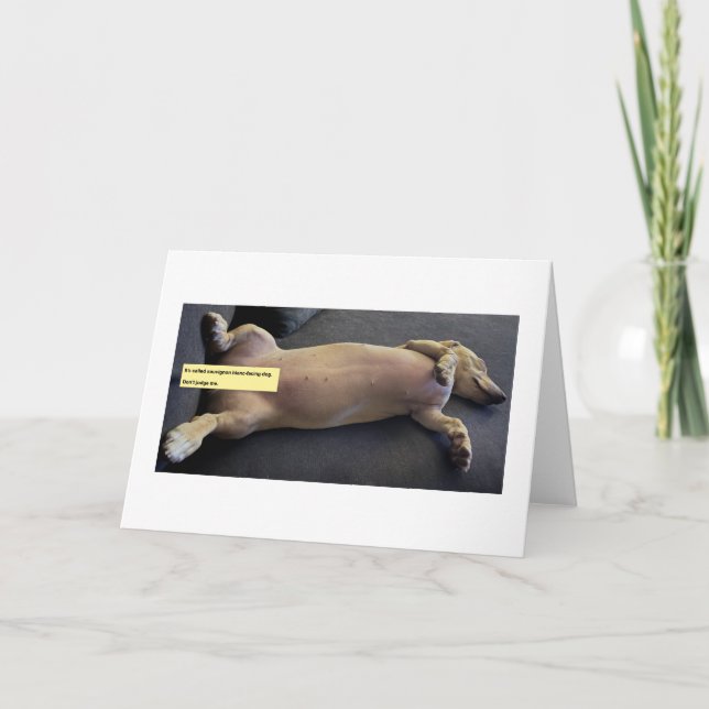 Funny Sauvignon Blanc-Facing Dachshund Card (Front)