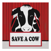 Funny Save a Cow 20x20 Poster