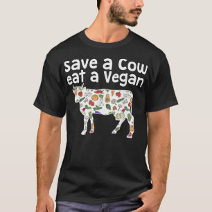 Funny 'Save a Cow Eat a Vegan' Vegetarian T-Shirt