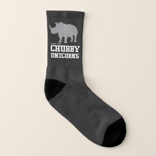 Funny Save the Chubby Unicorns Rhino Grey Socks
