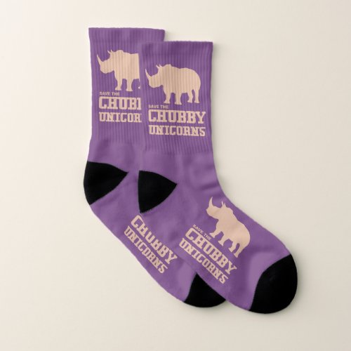 Funny Save the Chubby Unicorns Rhino Pink Socks