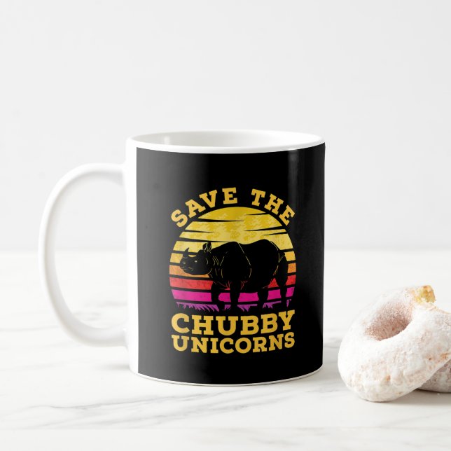 Funny Save The Chubby Unicorns Zoo Keeper Coffee Mug (With Donut)