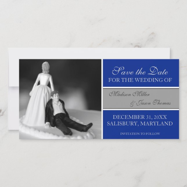 Funny Save the Date Announcements {Royal Blue} (Front)