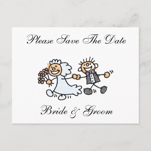 Funny Save The Date Happy Bride Groom Wedding Announcement Postcard