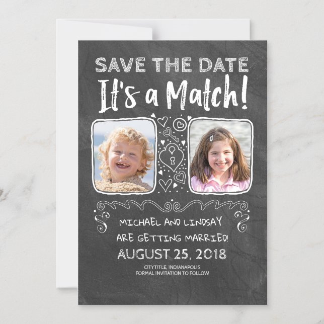 Funny Save the Date - It's a Match Magnetic Invitation (Front)