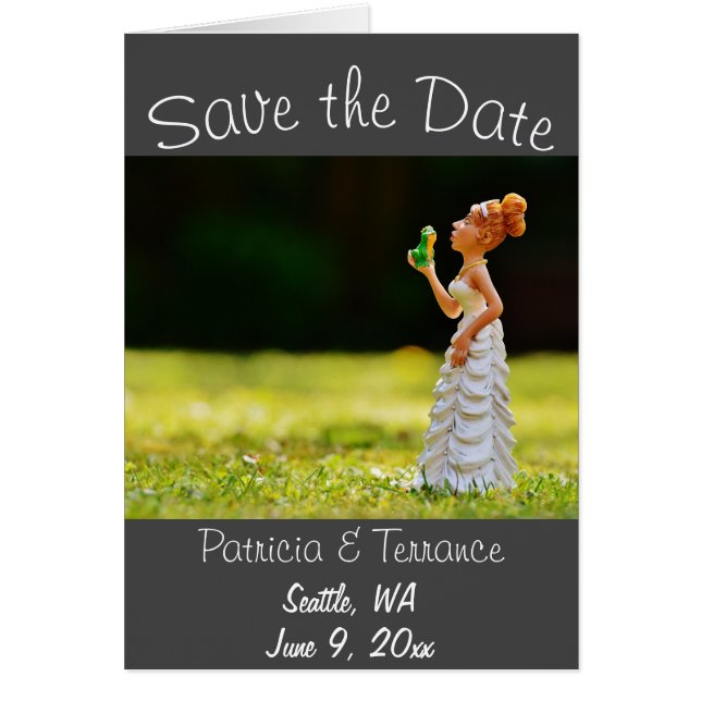Funny Save the Date Princess Frog  Cards (Front)