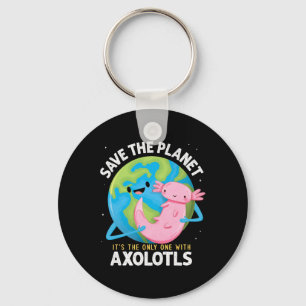 Funny Save The Planet Axolotl Boys Girls Teachers Keychain